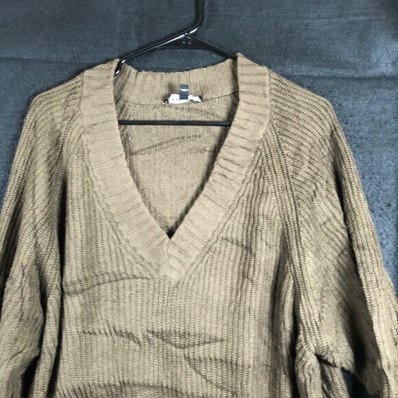 Express Womens Sweater Green V Neck Knitted Long Sleeve Tunic XSmall - Picture 2 of 12